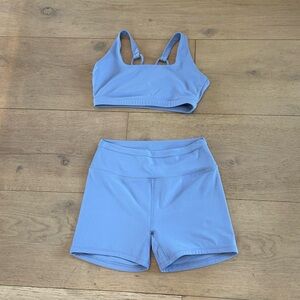 Women's Blue Sports Bra and Shorts Set